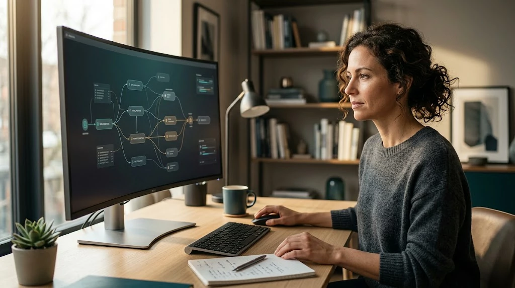 Professional observing an AI agent completing a computer task