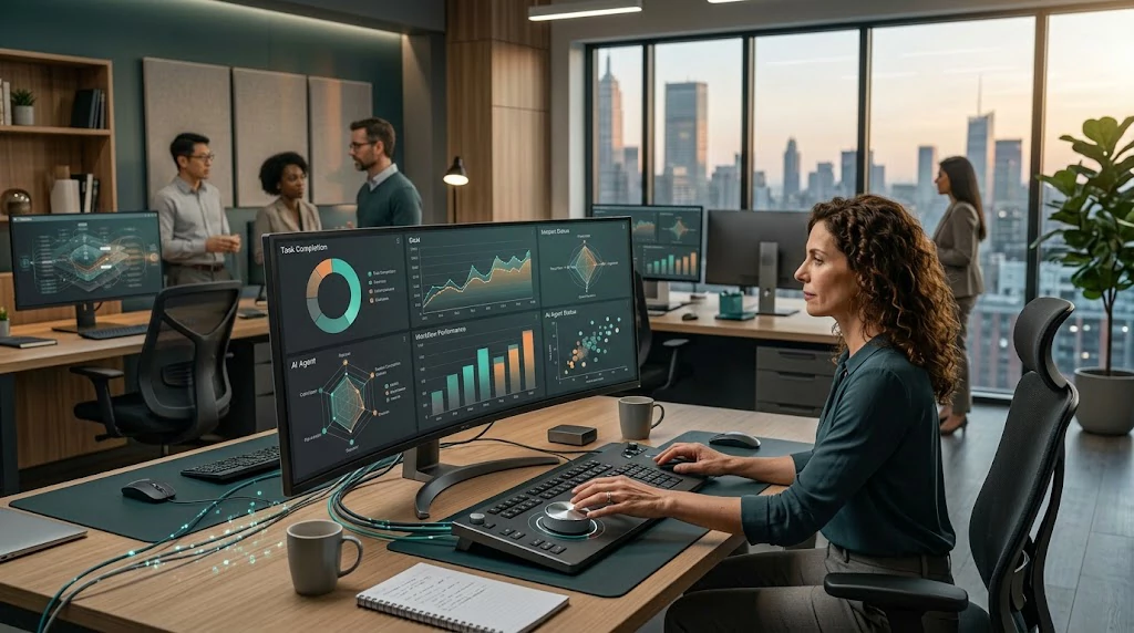 Professional monitoring AI agent performance metrics