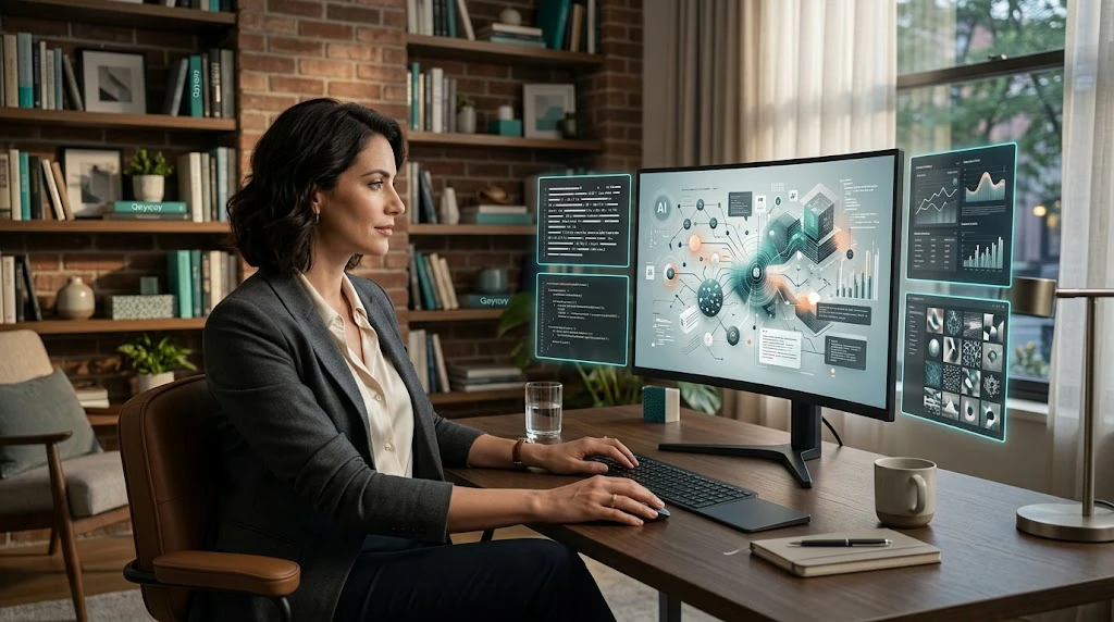 AI tools displayed across a modern professional workspace