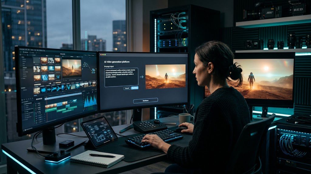AI video generators creating videos from text prompts in 2026