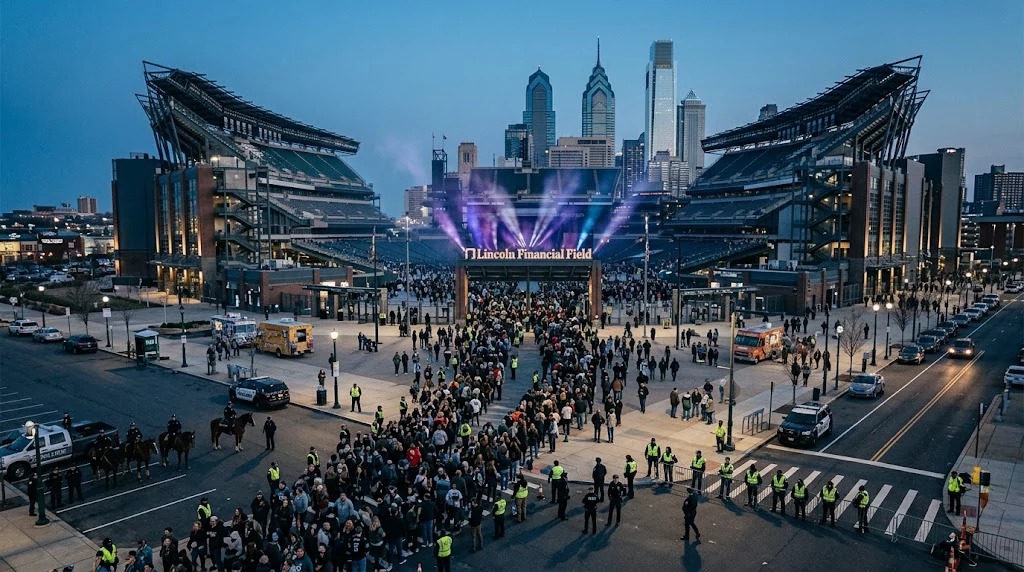 Fans arriving at Lincoln Financial Field for Ed Sheeran concert