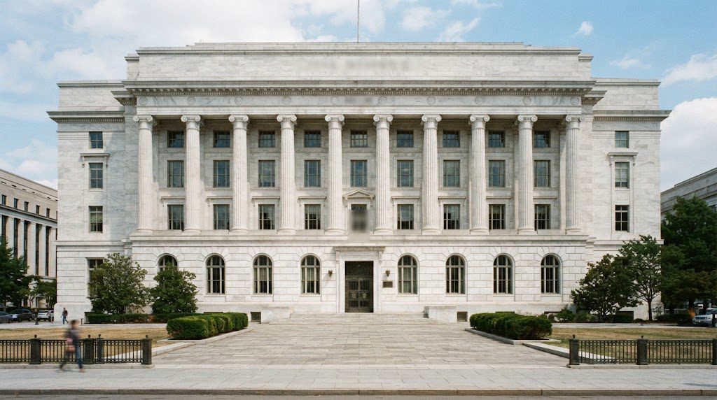 The exterior of the Federal Reserve building in Washington, D.C.