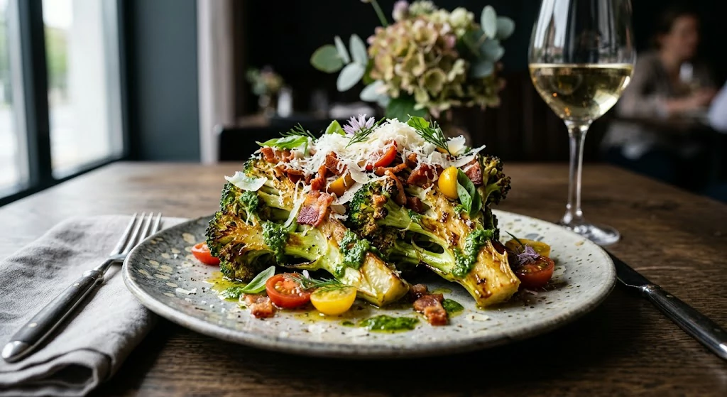 How to cut broccoli into wedges for salad recipe