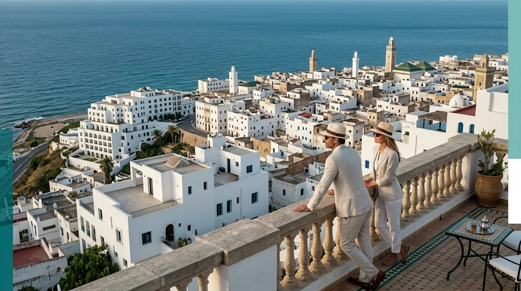 Tangier Morocco Mediterranean coast and historic city