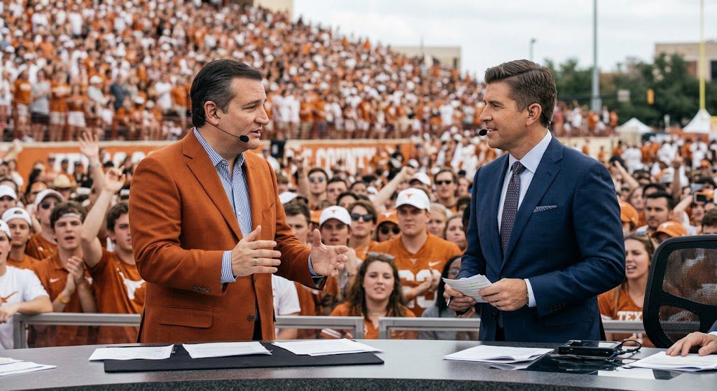 Ted Cruz speaking with Rece Davis on College GameDay
