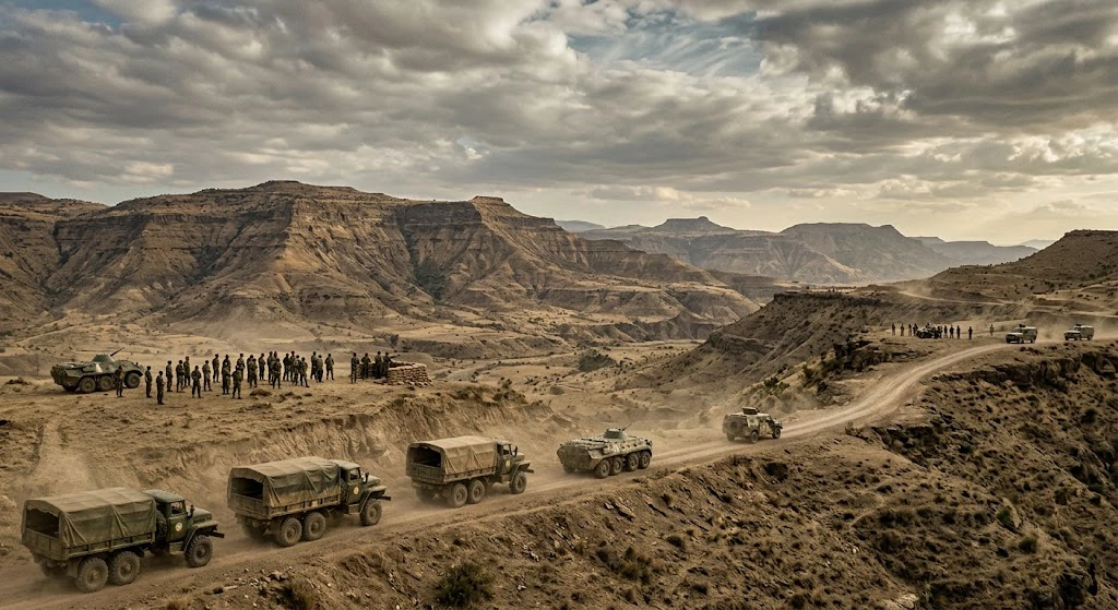 Military forces near Tigray during renewed Ethiopia conflict in 2026