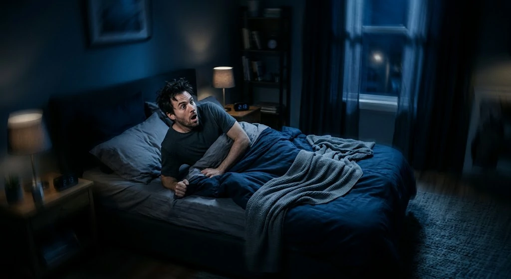 Hypnic jerk causing a sudden falling sensation while falling asleep