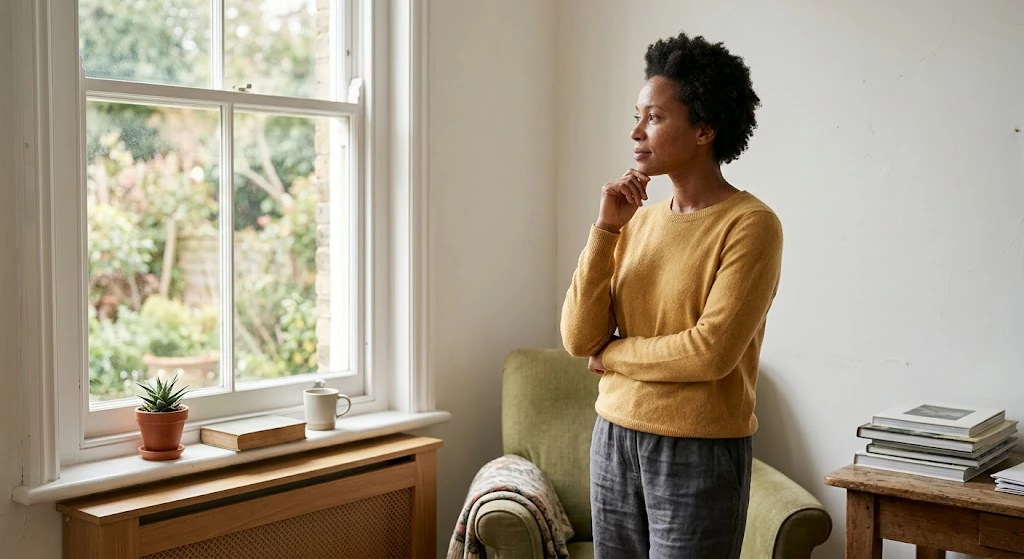 Person reflecting on a visual personality choice