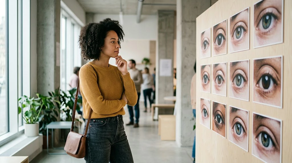 Personality Test showing different eye choices for self reflection